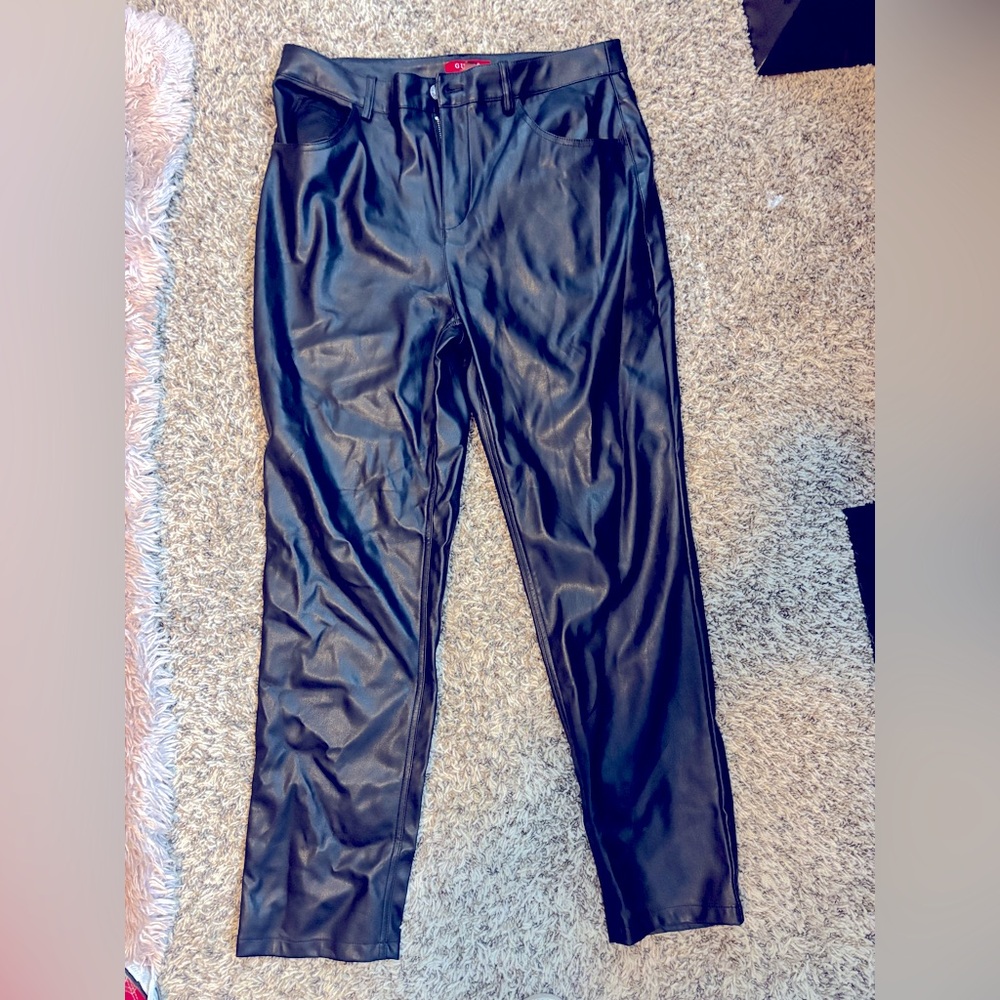 Guess black leather pants size XL